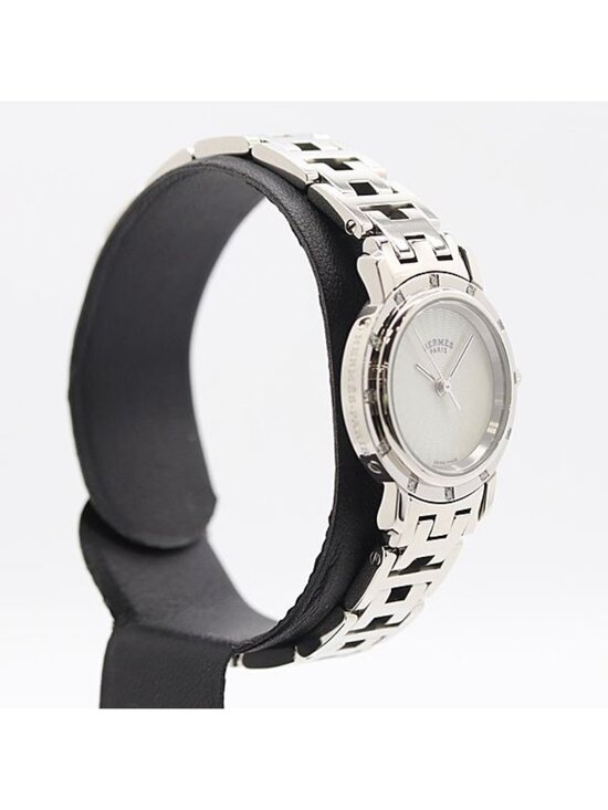 Hermes Clipper Cles Quartz Diamond Bezel White Shell Dial Watch